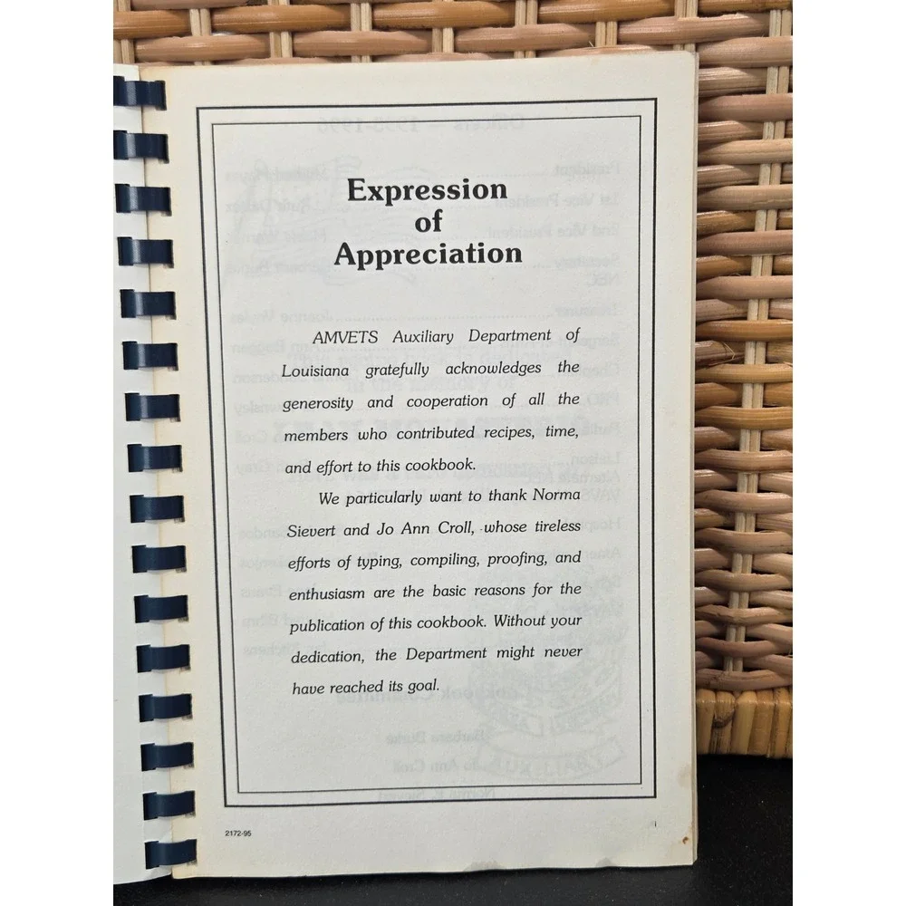 1995 AMVETS Auxiliary Louisiana Recipes From Our Hearts Spiral Cookbook Vintage